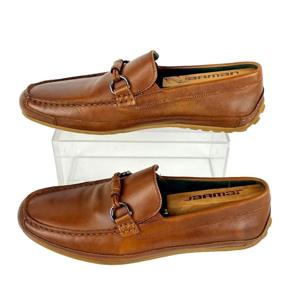 Clarks Collection Leather Driving Mocs Mens 9 M British Tan Loafers Slip On Fine